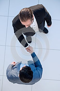 Top view. business handshake business partners