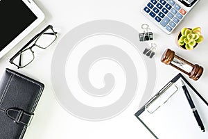 Top view business office desk with copy space hero header image