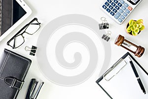 Top view business office desk with copy space hero header image