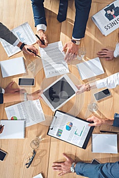 top view of business partners