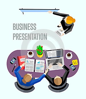 Top view business presentation banner.