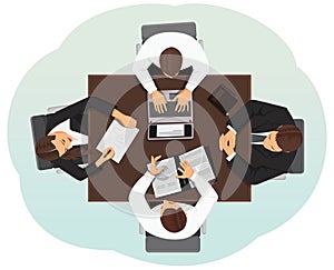 Top view of a business team