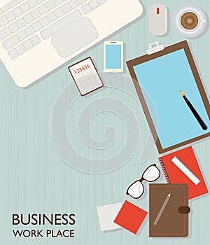 Top view of Business workspace .