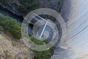 Top view from Cabril dam in Zezere river