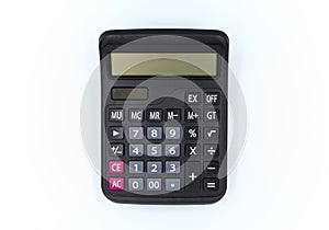 Top view calculator digital black isolated white background