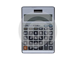 Top view, Calculator isolated on a white background.