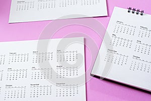 Top View of Calendar for Planner and organizer to plan and reminder daily appointment, meeting agenda, schedule, timetable and