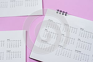 Top View of Calendar for Planner and organizer to plan and reminder daily appointment, meeting agenda, schedule, timetable, and ma