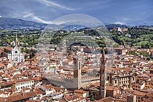 Top view from Campanile Giotto on the historical center of Florence