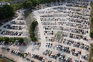 Top view of car park in Johor Bahru in Malaysia