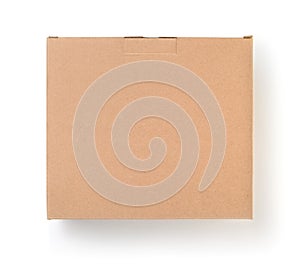 Top view of cardboard blank brown box