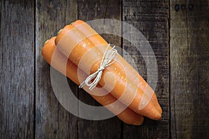 Top view of carrot on wood table