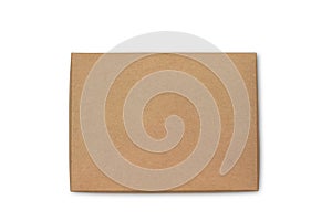 Top view of carton isolated on a white background with clipping path. Brown cardboard delivery box