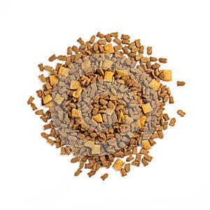 Top view of cat food on white background