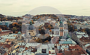 Top view of the Cathedral in Lviv.