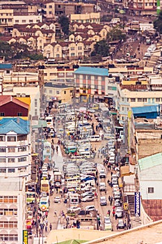 Top view on central business district of Nairobi from Kenyatta International Conference Centre helipad