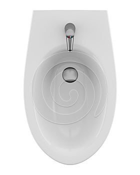 Top view of ceramic bidet isolated on white
