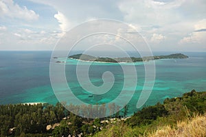 Top view of Chado Cliff view point on Adang island, From here you can see Koh Lipe photo