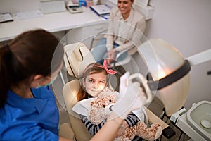 Top view of child in dental chair