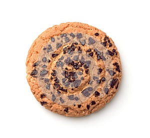 Top view of chocolate chip cookie