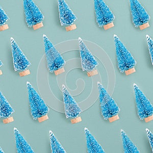 Top view of Christmas holiday pattern background. Composition of festive Christmas tree flatlay