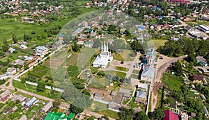 Top view on Church of  Virgin Hodegetria in sunny day, Vyazma, Smolensk region, Russia