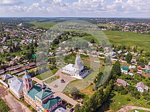 Top view on Church of Virgin Hodegetria in sunny day, Vyazma, Smolensk region, Russia