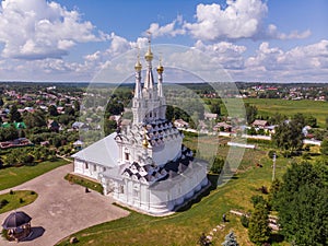 Top view on Church of Virgin Hodegetria in sunny day, Vyazma, Smolensk region, Russia