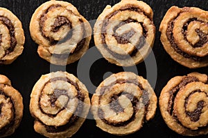 Top view of cinnamon pastry rolls