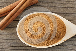 Top view cinnamon spoon