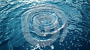 Top view of circle patterns on water with diverging rings, swirls, whirls, and splashes. Ripples formed by stone thrown
