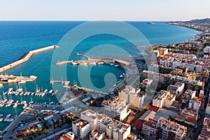 Top view of city Benicarlo on a sunny summer day. Spanish photo