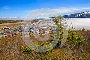 Top view of the city of Magadan