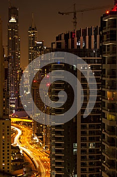 Top view of city skyline at night