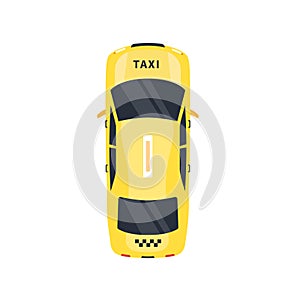 Top view of city taxi car isolated on white background.