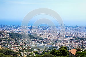 Top view of cityscape of Barcelona, Spain