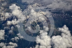 Top view of a clouds over the Alps