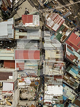 Top view of a cluster of shanties in Las Pinas. A typical Ghetto area in Metro Manila photo