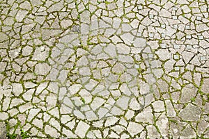 top view on a cobblestone road