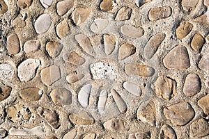 Top view of cobblestone street floor texture