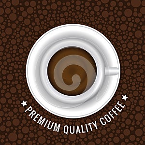Top view coffee cup and circles background