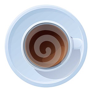 Top view coffee cup icon, cartoon style