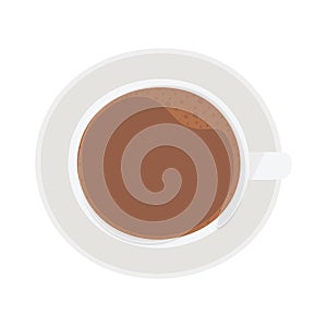 Top view coffee cup on saucer isolated icon style