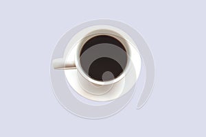 Top view,Coffee cup on white background