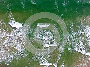 Top view of cold stormy and harsh Baltic sea photographed with a drone.