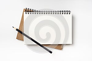 Top view collection of two kraft spiral notebook