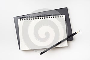 Top view collection of two kraft spiral notebook