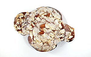 Top view of Colomba Pasquale, typical italian easter cake. White background. photo