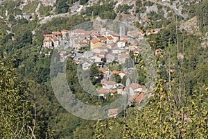 Top view of Colonnata, a town in Tuscany famous throughout the world for the production of lard