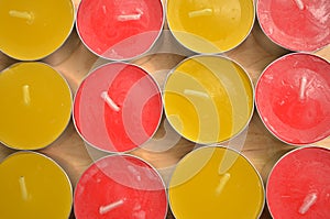 Top view of color candles